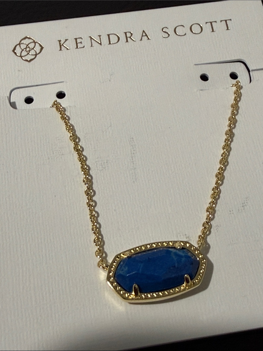 Kendra Scott Elisa Gold Lapis Lazuli Blue Stone Necklace 14k Gold Plated NWT